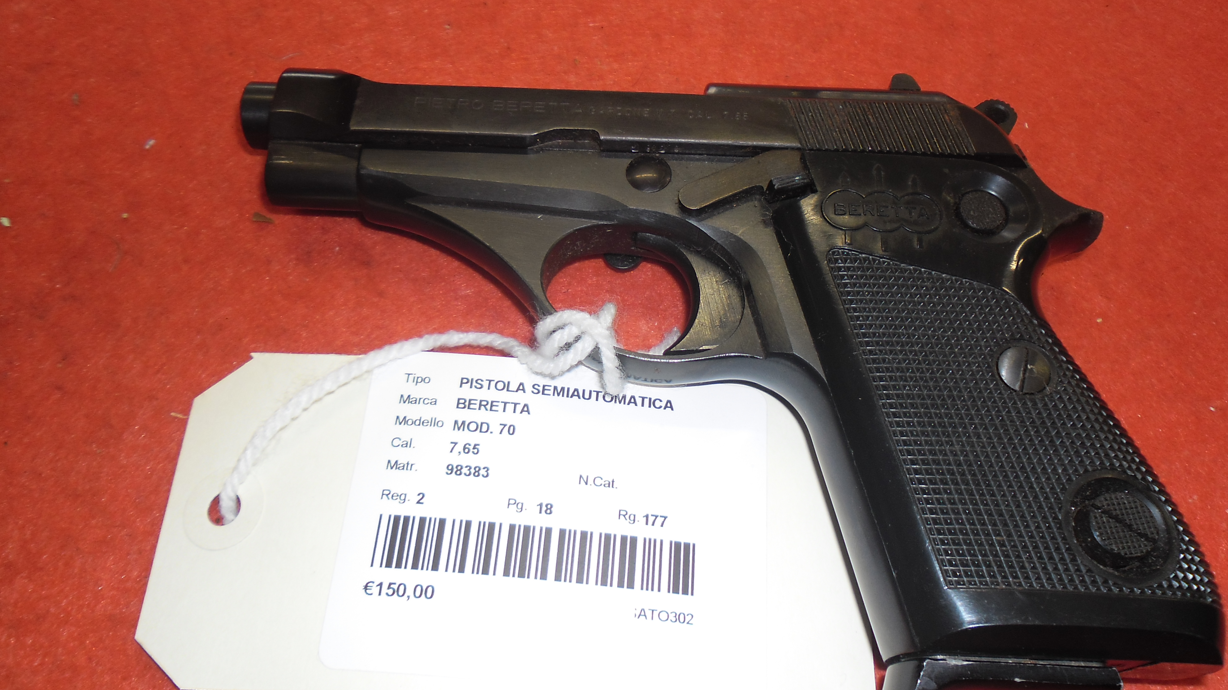 PISTOLA SEMIAUTOMATICA - MARCA BERETTA - MODELLO MOD. 70 - CALIBRO 7,65 654